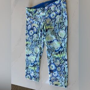 Lilly Pulitzer Blue and Lime Capri Leggings